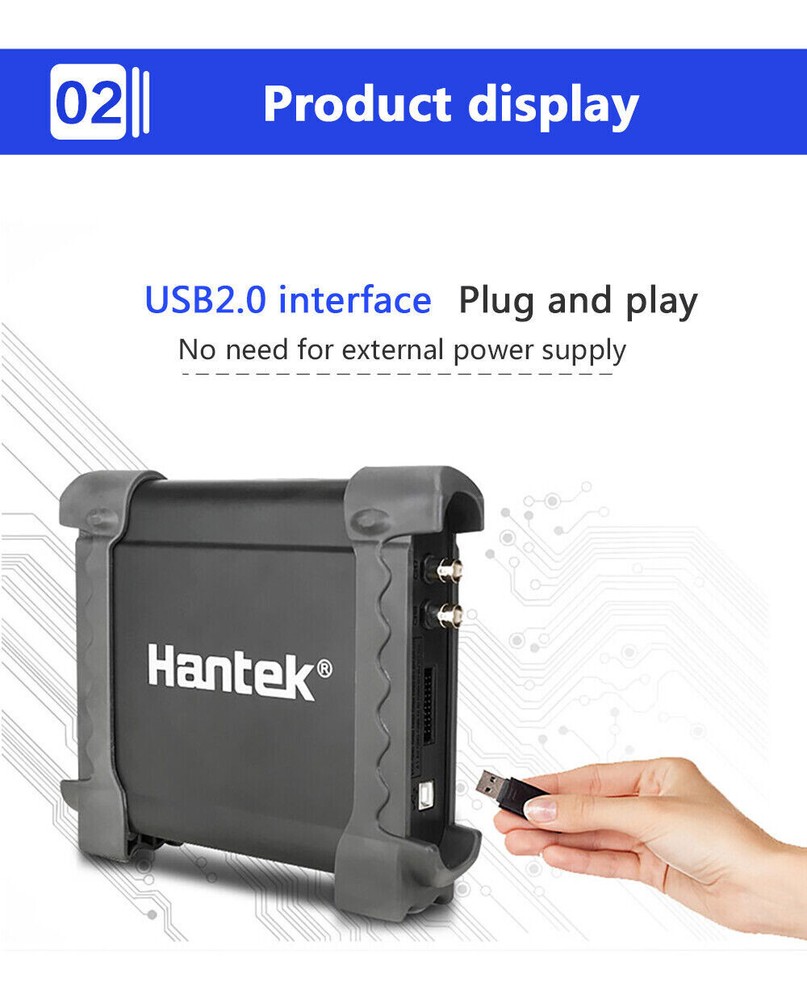 1008C Hantek 8CH Oscilloscope PC USB Automotive DAQ Program Generator Diagnostic