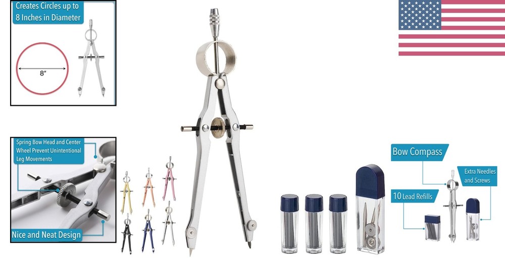 All-Metal Professional Compass - Ideal for Math, Drafting & Art Projects