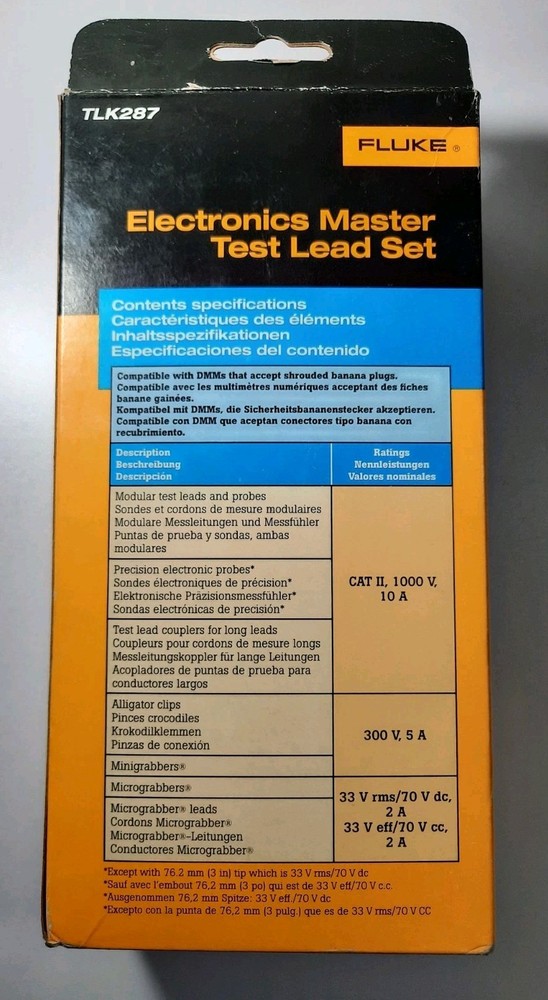 Fluke TLK287 Electronics Master Test Lead / Probe Set New Open Box