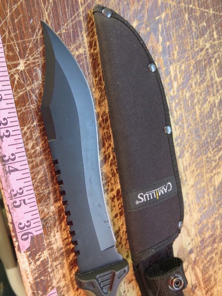 CAMILLUS KNIFE 13" w/SHEATH BLK TAN