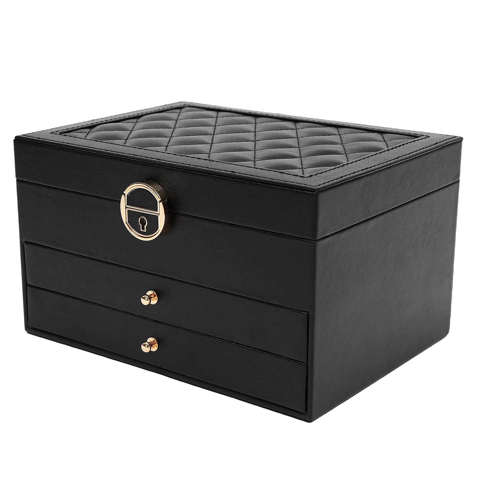 3-Layer Lockable Jewelry Box Organizer with Velveteen Lining