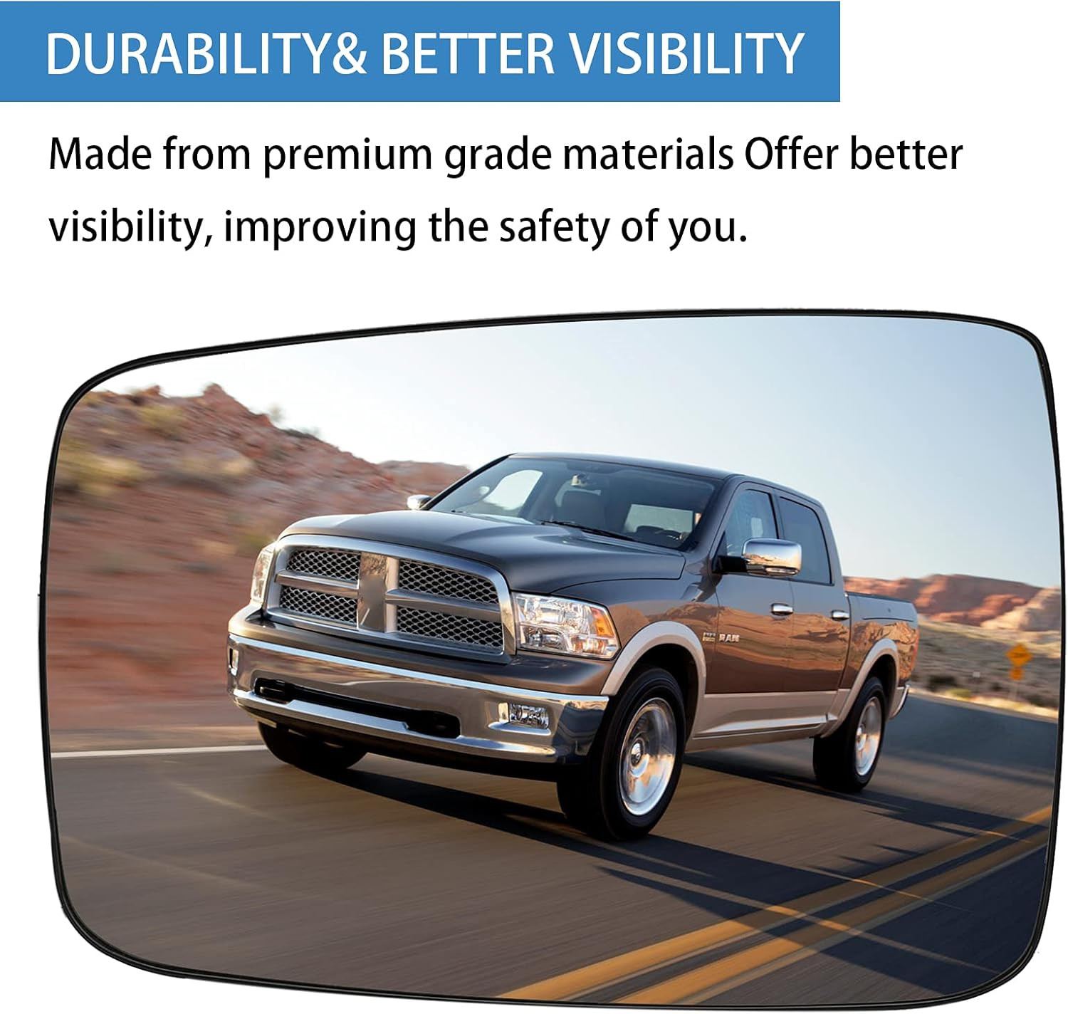 Driver Side Heated Mirror Glass Compatible with 2009-2018 Dodge Ram Pick-Up 1500