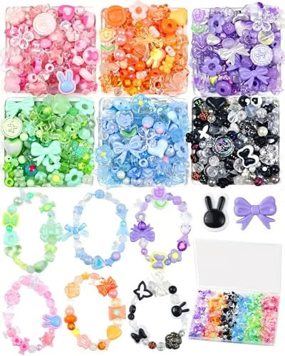 450PCS Assorted Acrylic Beads for Bracelet Making
