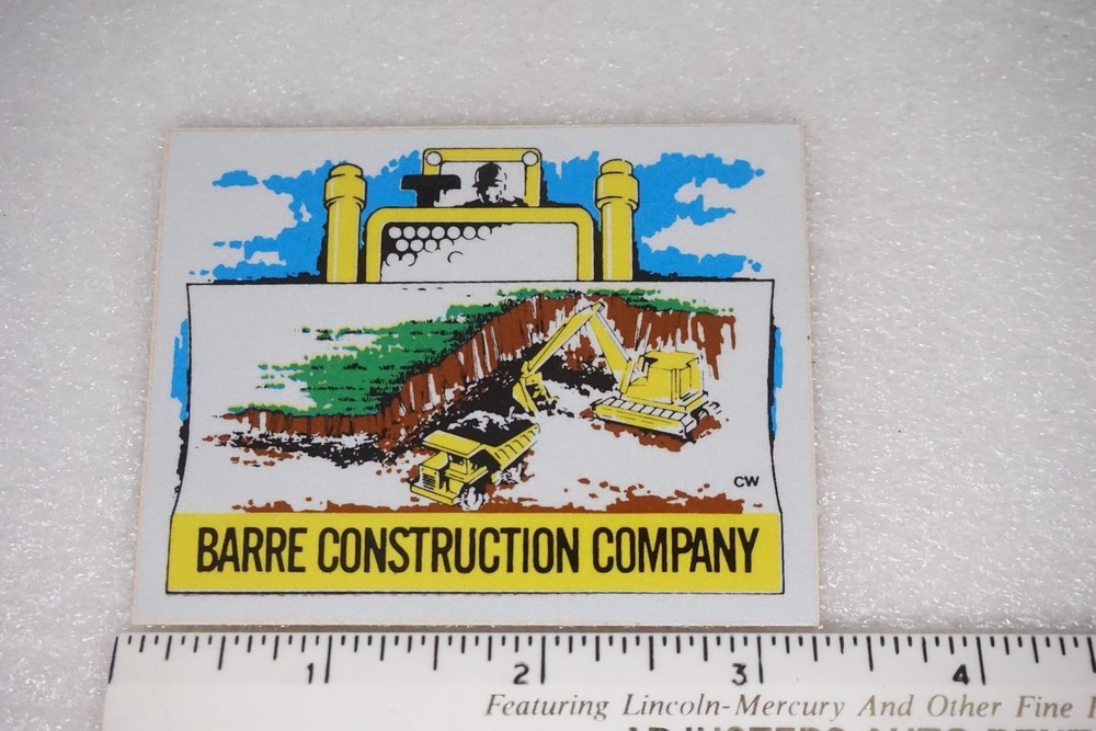 Barre Construction Company Decal Sticker Heavy Equipment Mining Excavator