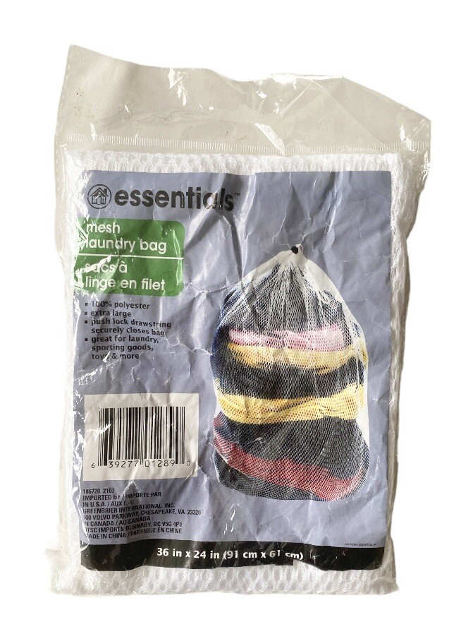Essentials WHITE EXTRA LARGE MESH LAUNDRY BAG (24" X 36") DRAWSTRING