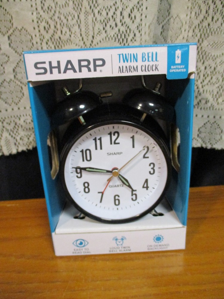 Twin Bell Loud Alarm Clock SPC843 Back Light Black Sharp
