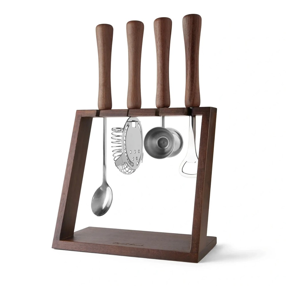 Final Touch Bar Tool Set with Stand! Jigger Spoon Hawthorne Strainer Bottle Open