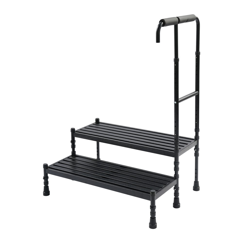 2-Step Stool with Adjustable Handle, Sturdy Metal Design for Safe Use