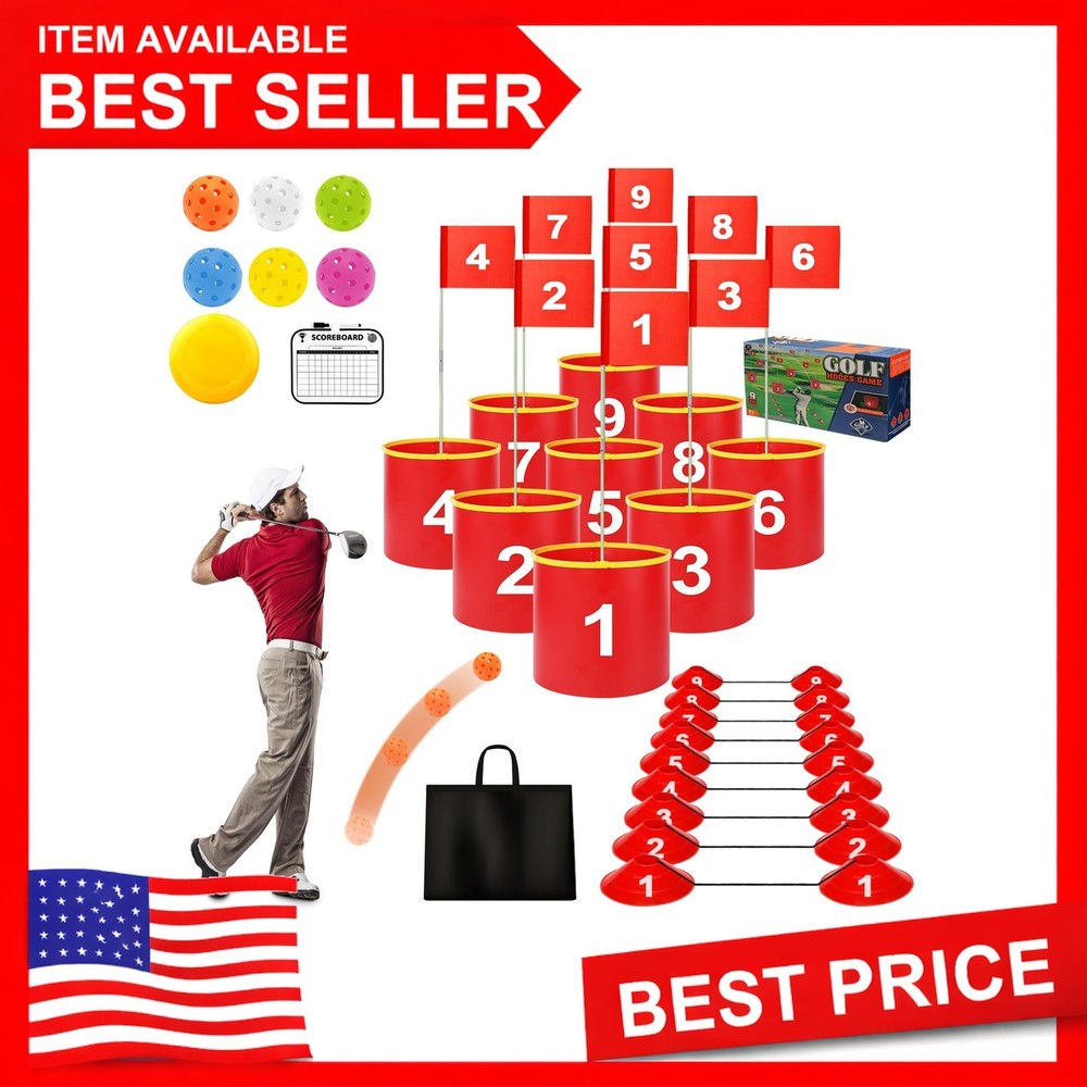 9 Hole Golf Yard Game Bucket Set Portable