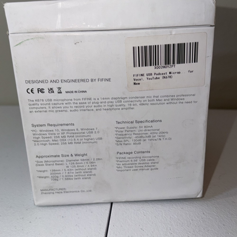 FIFINE USB Podcast Microphone, Black (K678)