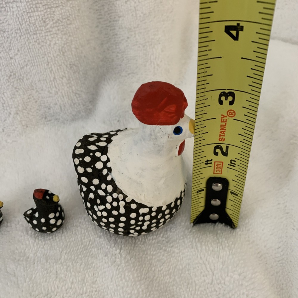 Ceramic Mini Hen & Baby Chicks Black & White Cute Kitschy Kitchen Decor