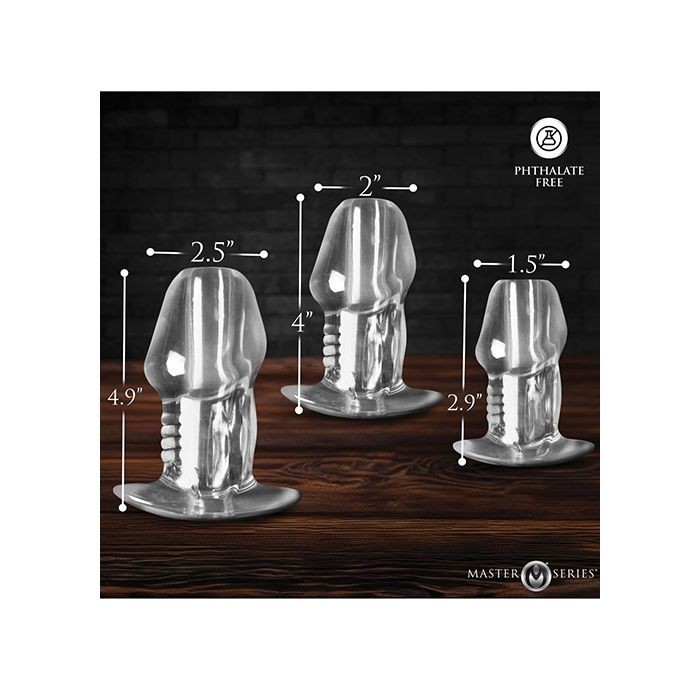 Master Series-Dicked Clear Hollow Anal Plug 3 pc Set
