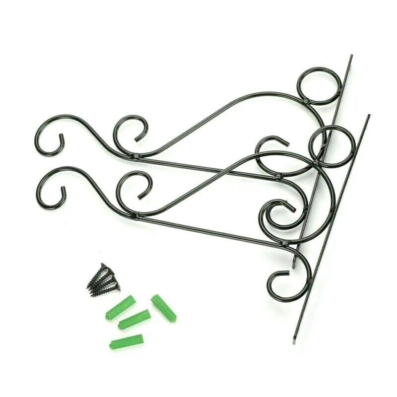 2Pack Black Hanging Brackets Wall Hooks for Bird Feeder Lanterns Wind Chimes