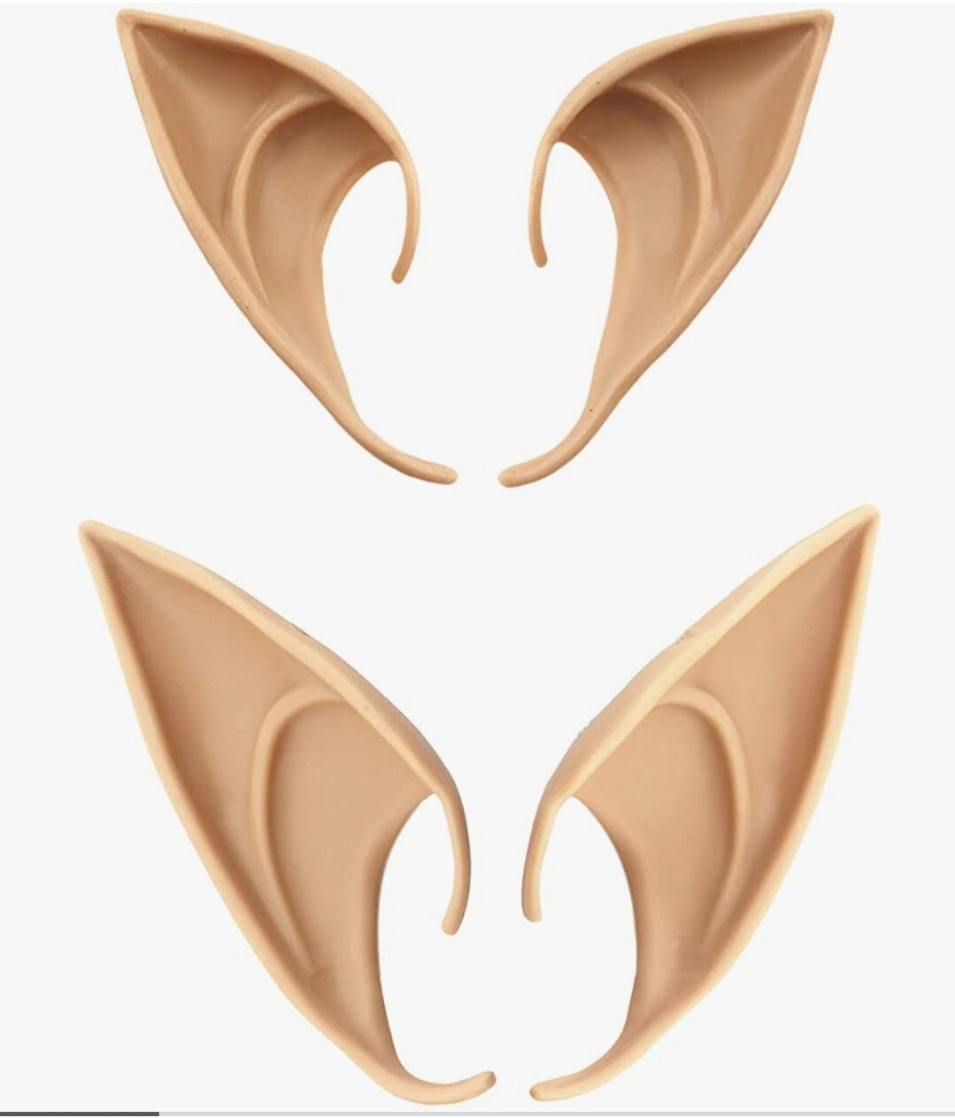 Elf Ears Fairy Cosplay Prosthetic Pair Tan Pale Brown New