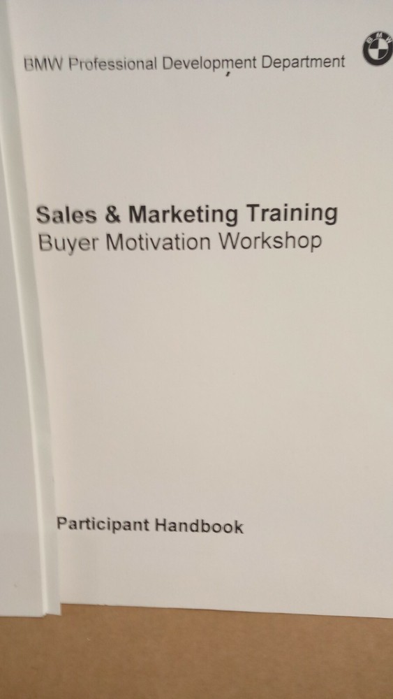 1993 BMW Professional Development Sales & Marketing Training Handbook Workbook