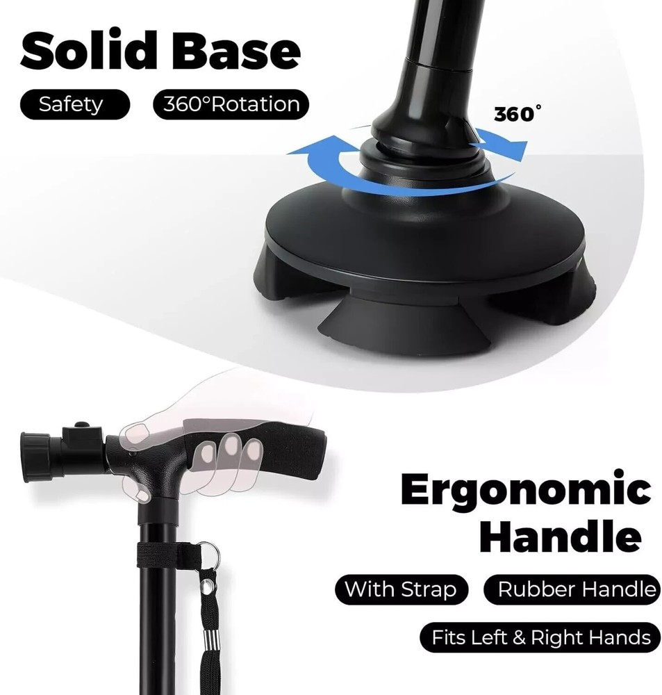 New Folding Walking Cane with LED Light Adjustable Walking Stick