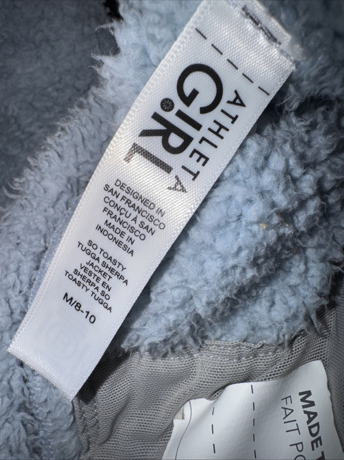 Athleta Girl Teddy Fleece Sherpa Jacket Light Blue Sz M (8-10)