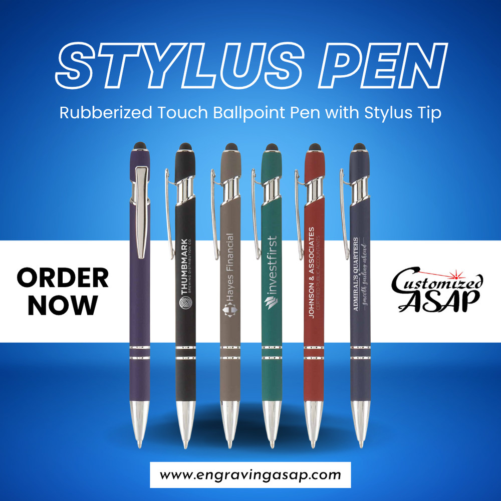 Stylus Pen Rubberized Touch Ballpoint Pen with Stylus Tip