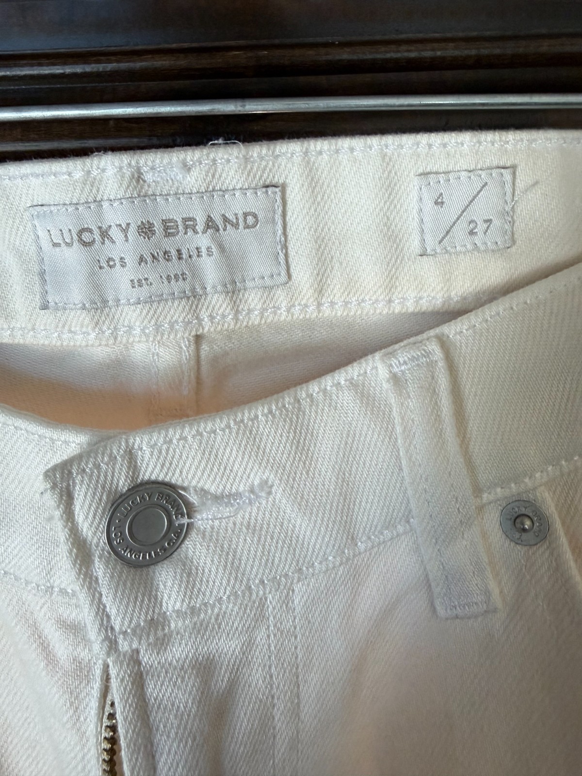 Lucky Brand Crop Jeans Womens White Non-Stretch Denim Mid Rise - 4/27