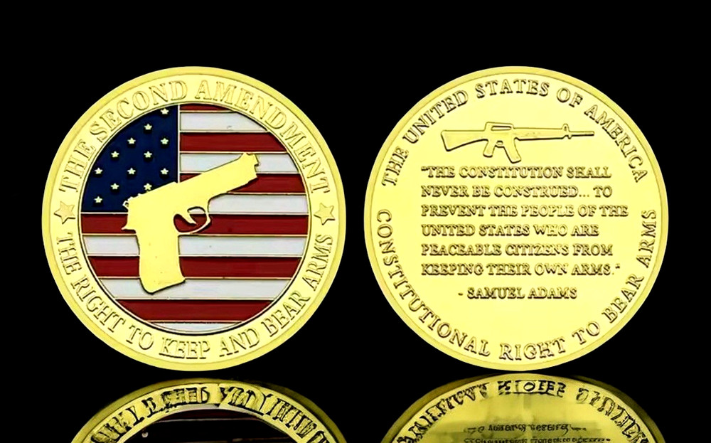 24K GOLD LAYERED COLORIZED SECOND AMENDMENT RIGHTS ROUND BU