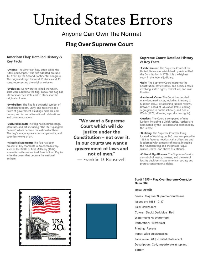 Centsational Custom Presentation Panel For Error SN 1895 - 8.5” X 11”