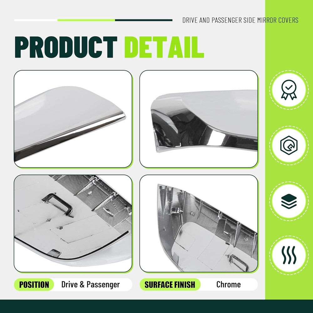 Pair Mirror Covers Compatible With 2014-2020 Impala Overlays Trims Shells Chrome