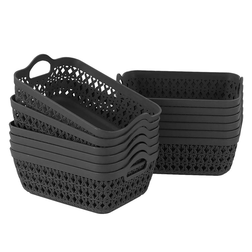 12-Pack Mini Plastic Storage Baskets Trays, Gray Tiny Storage Baskets