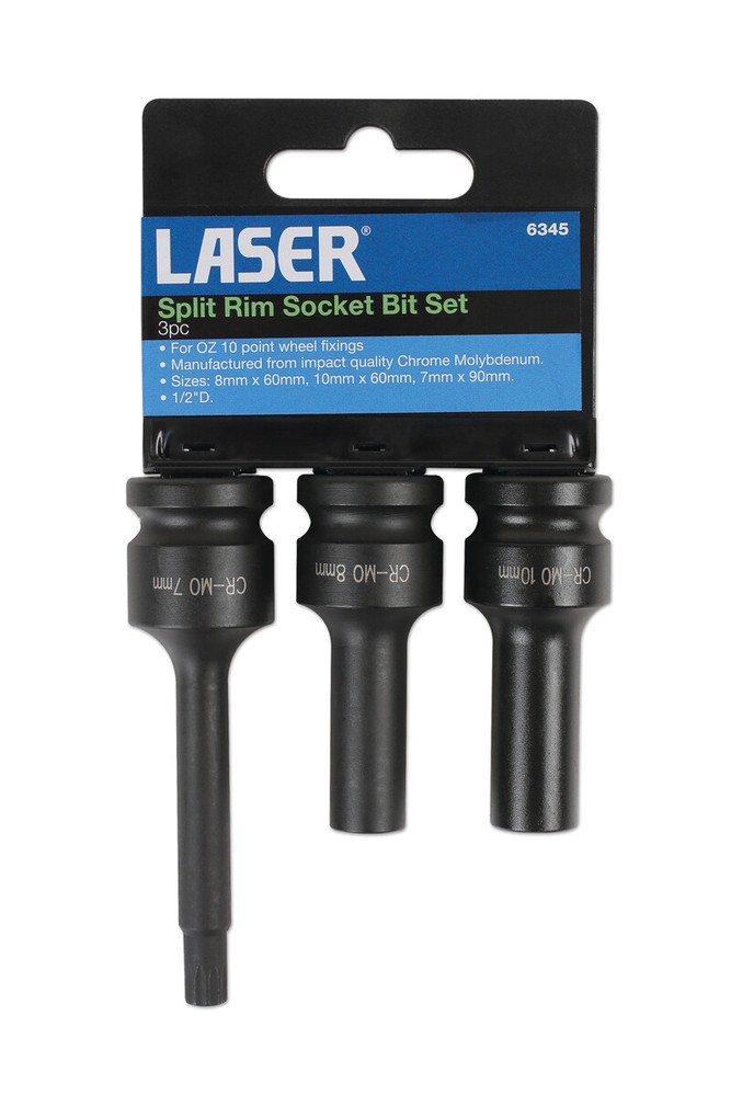(BS) Laser 6345 Split Rim Socket Bit Set 3 Piece