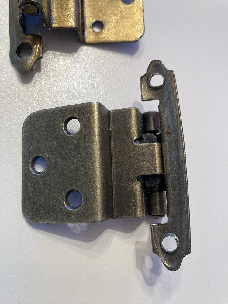 Pair Face Mount Burnished Brass 3/8" Inset Hinges Self-Closing.