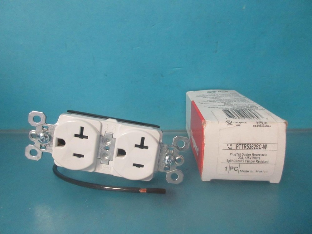 PLUGTAIL TAMPER-RESISTANT SPLIT CIRCUIT SPEC GRADE RECEPTACLE 20A 125V WHITE