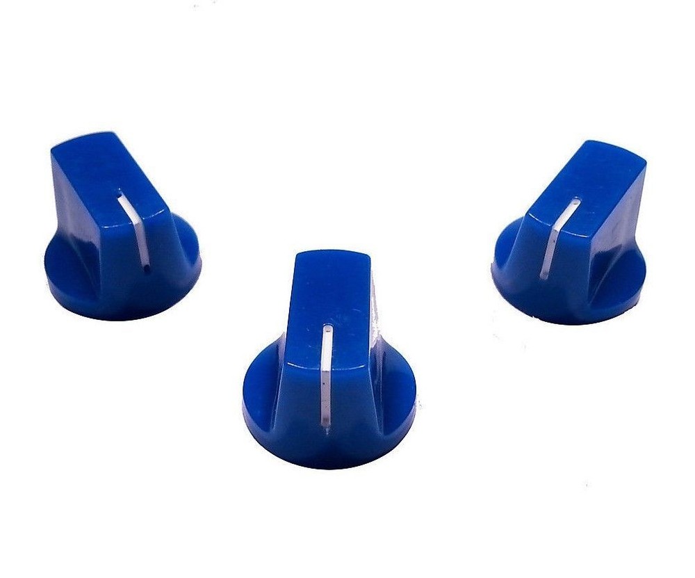 Blue Pointer Knobs Davies 1510 1/4" for DIY Effects Pedal Project - Set of 3