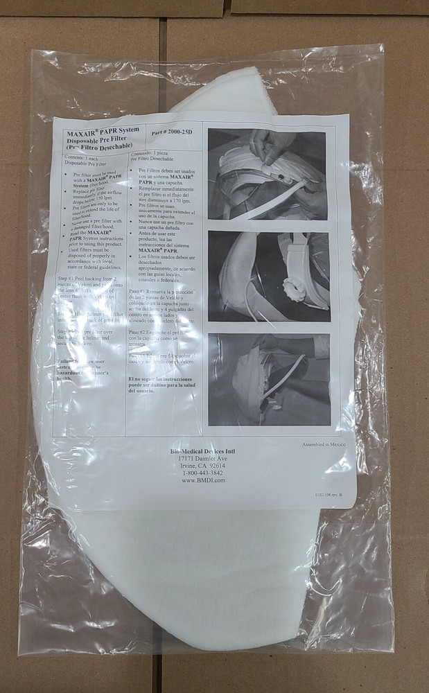 New Single MaxAir Systems Disposable Pre Filter,  Part Number 2000-25D