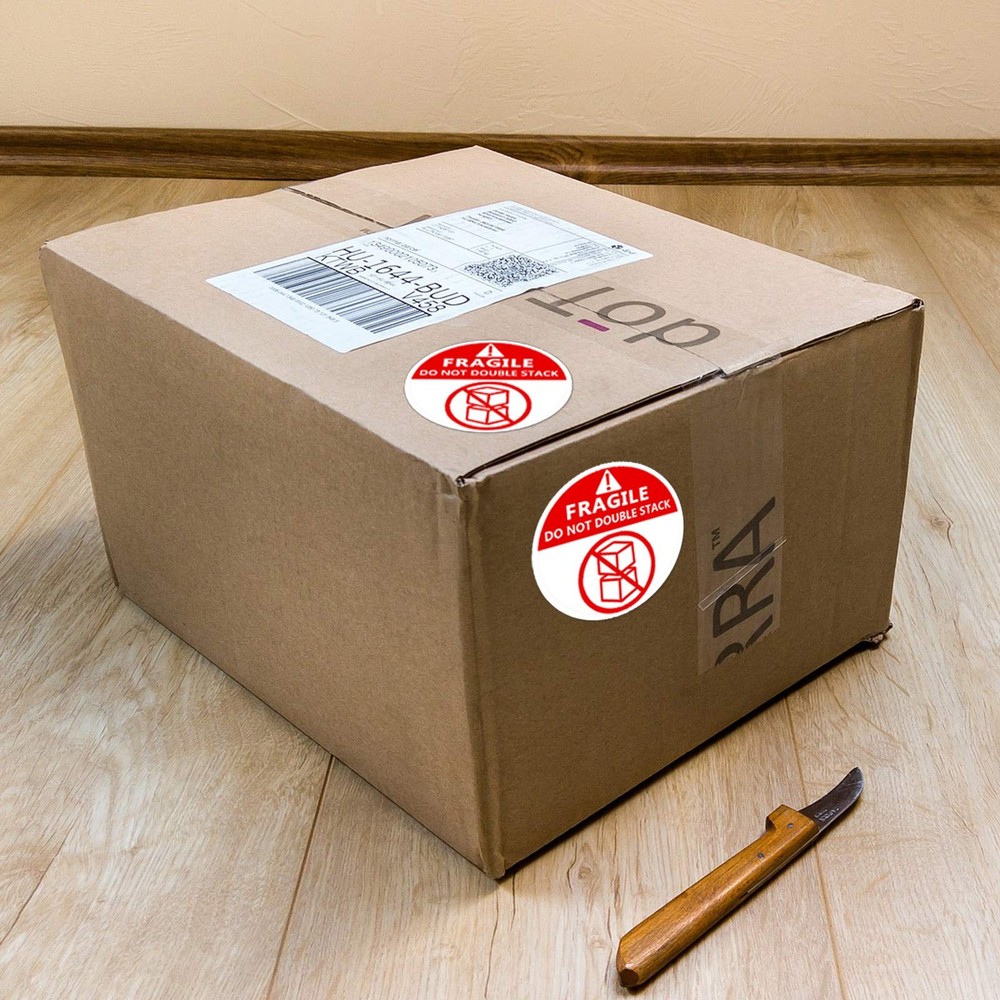Do Not Stack Shipping Labels Warning Stickers for 3, Red,white