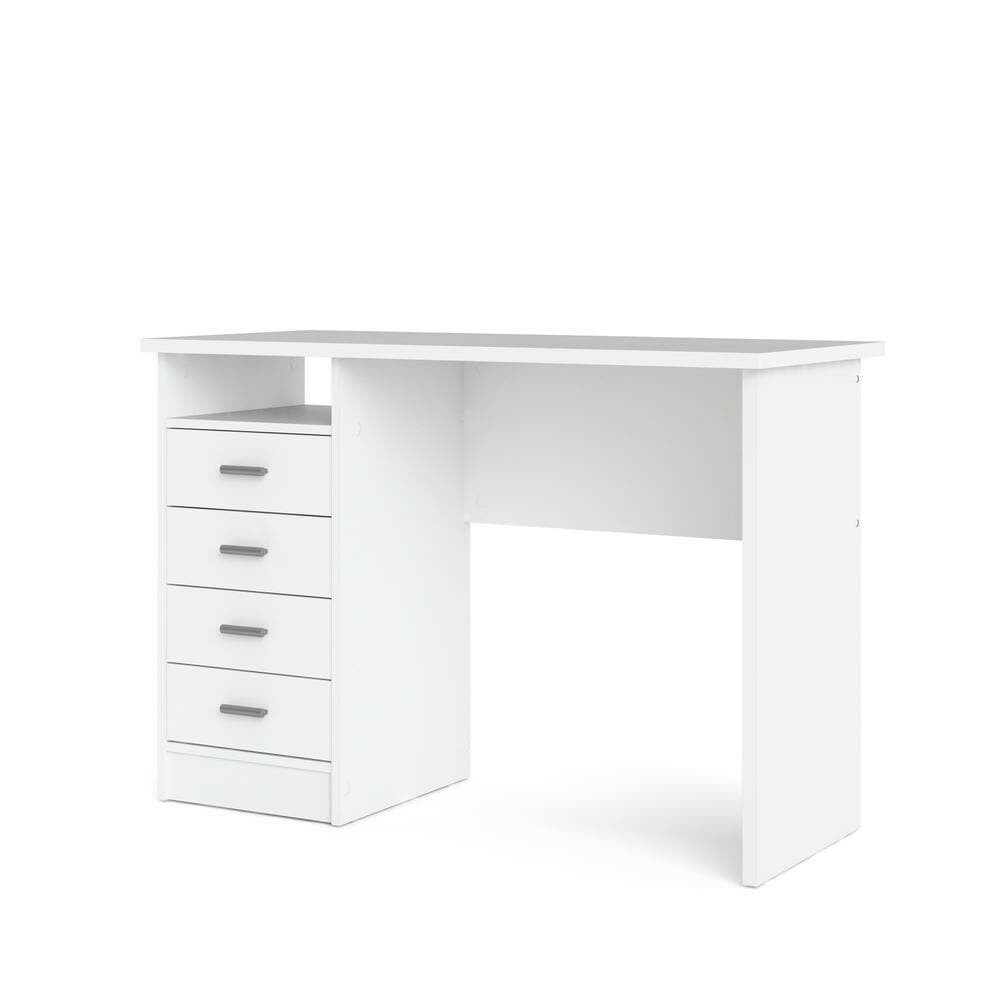 44 in. Rectangular White 4 Drawer Writing Desk with Built-In Storage NEW
