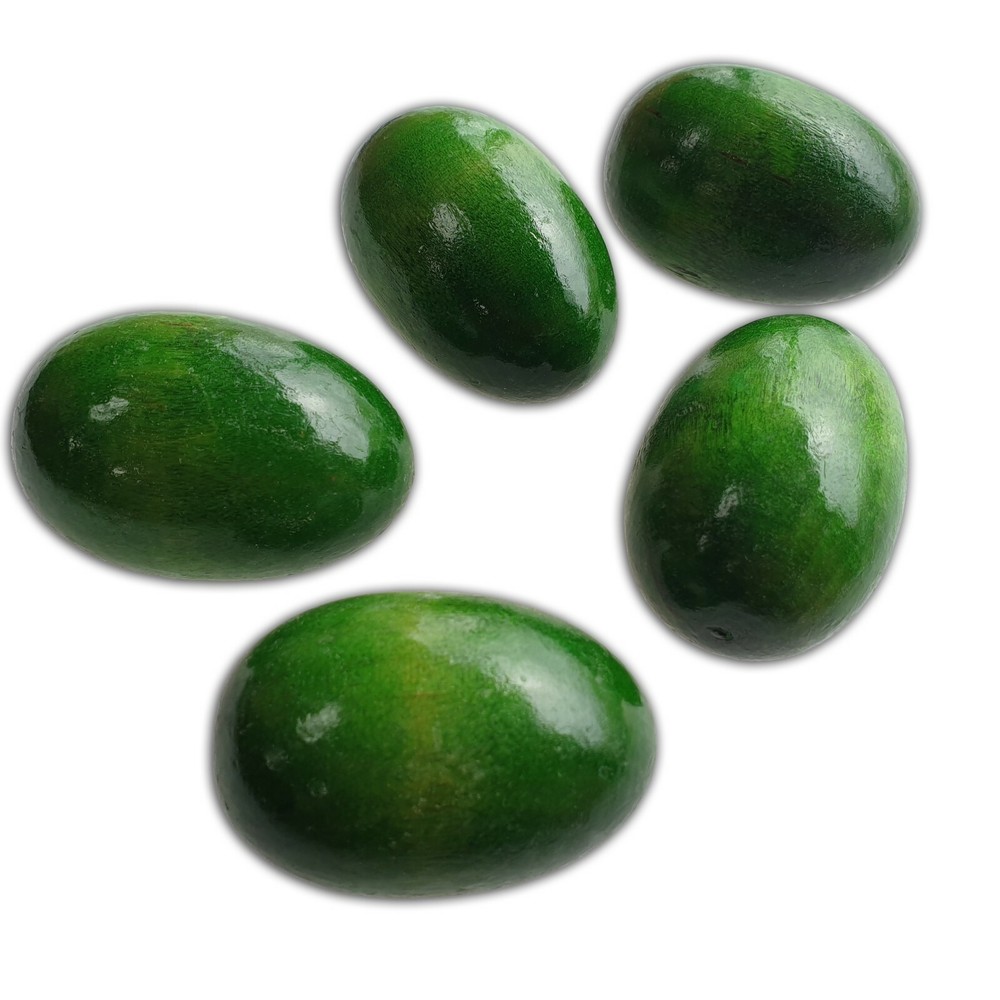 WOODEN EGGS, SET 10, EASTER DECORATION - GREEN