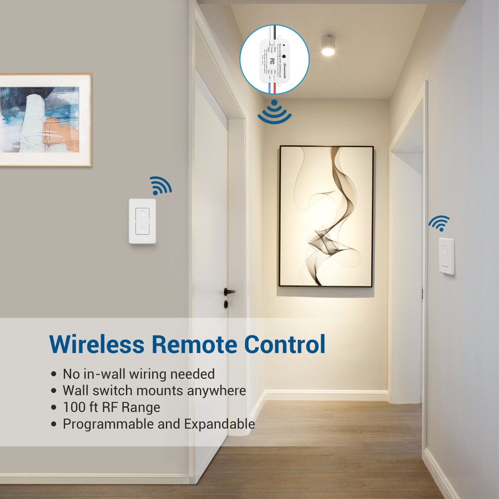 DEWENWILS Wireless Light Switch and Receiver Kit Remote Control Wall Switch 100F