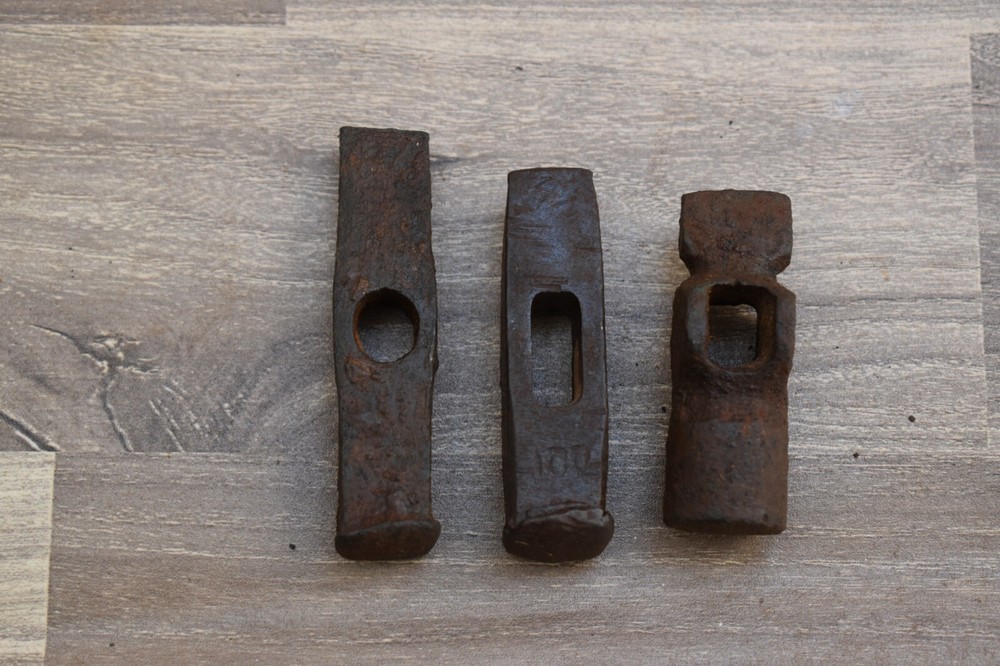 3p Vtg Old Iron Mini Hammer Heads Blacksmith Tinsmith silversmith primitive Tool