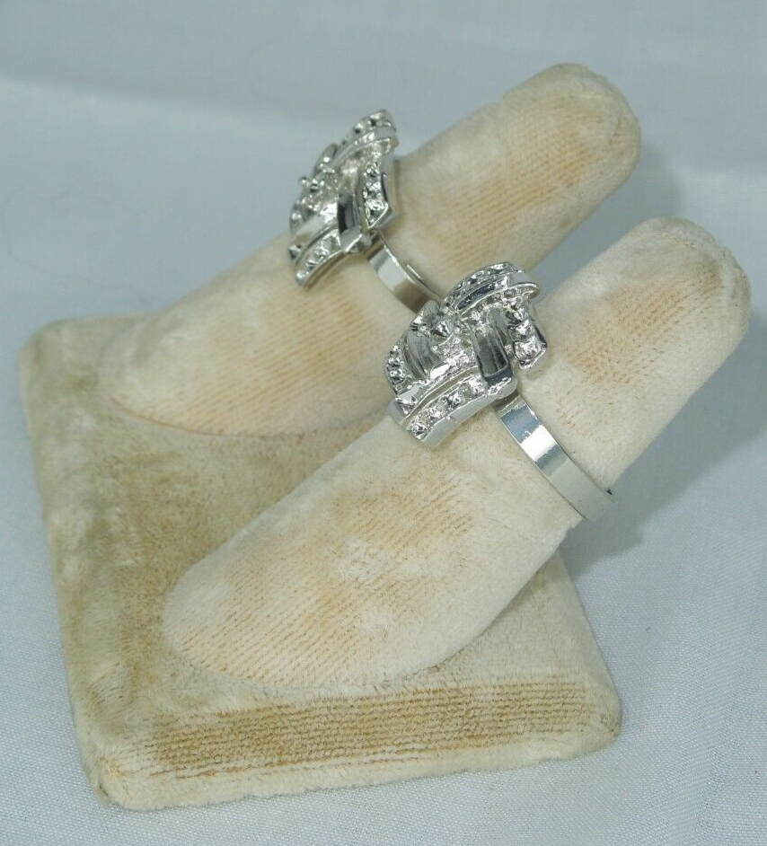 2 Ring Blanks Settings Cabochon Adjustable silver Plated Brass NEW 84V