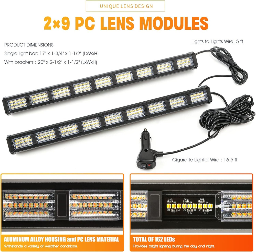 [Upgraded] Switchable 4 Colors Emergency Strobe Traffic Advisor Light Bar 162...