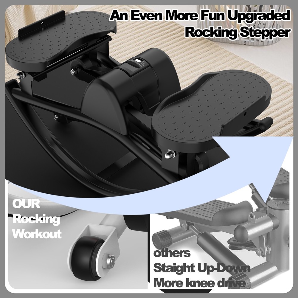 Lateral Rocking Stepper with Resistance Bands, LCD & Mat