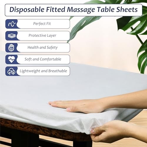 S Disposable Fitted Massage Table Sheets, Heavy Duty Elastic Disposable 30PC