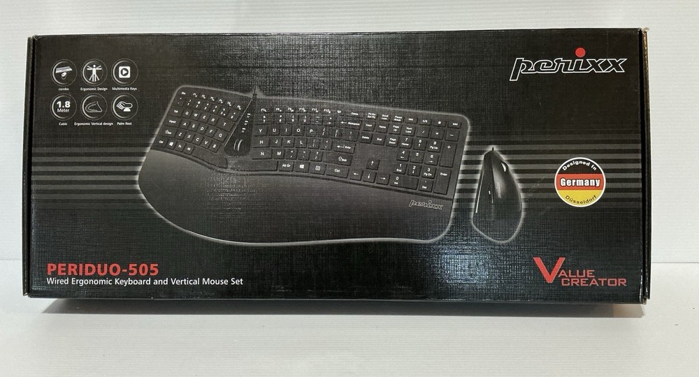 Perixx PERIDUO-505, Ergonomic Keyboard and Mouse. (New-Open BOX)