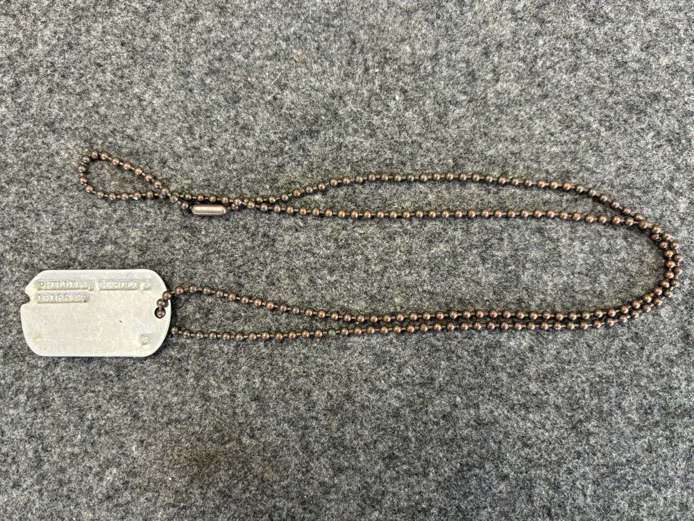 Single Dogtag for PHILLIPS, HAROLD, E, 18166324, P on Large Diameter Chain