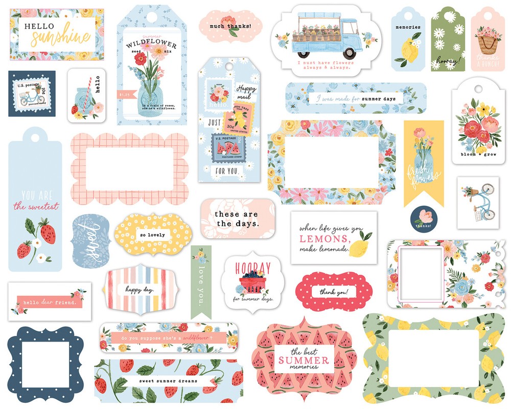 1 Pack Carta Bella Paper SUMMER Frames & Tags Die-Cut Ephemera