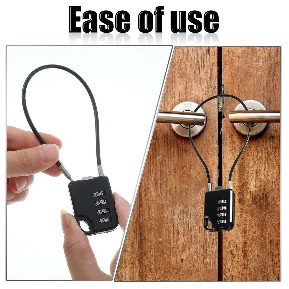 2 PCS Compact Design Resettable 4-Digit Combination Padlock with Small, Black