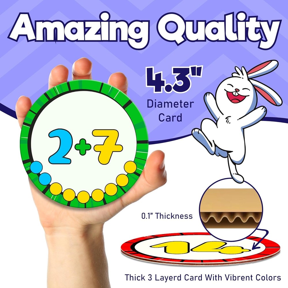 81 Interactive Math Flash Cards for Kids - Addition Subtraction Fun 4.3'' each