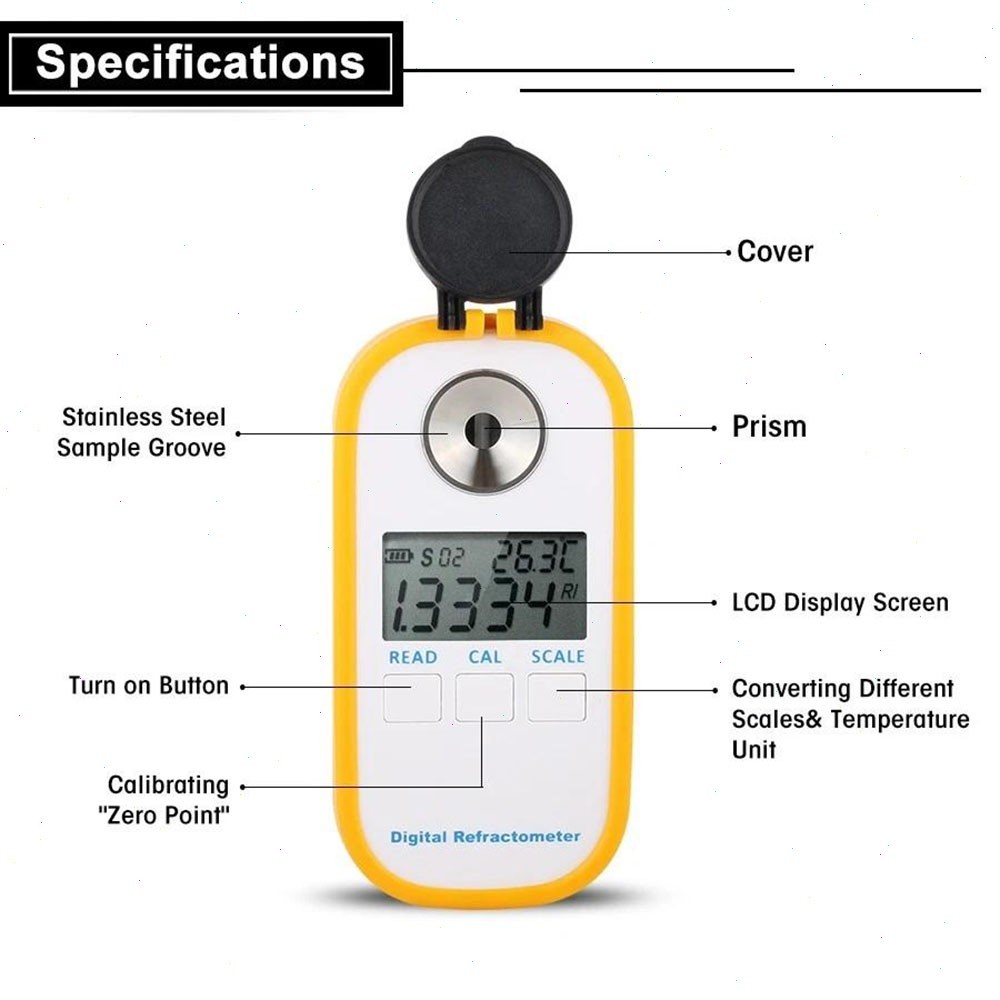 Digital Handheld Sugar Refractometer with Measuring Temperature Accuracy ±0.9℉