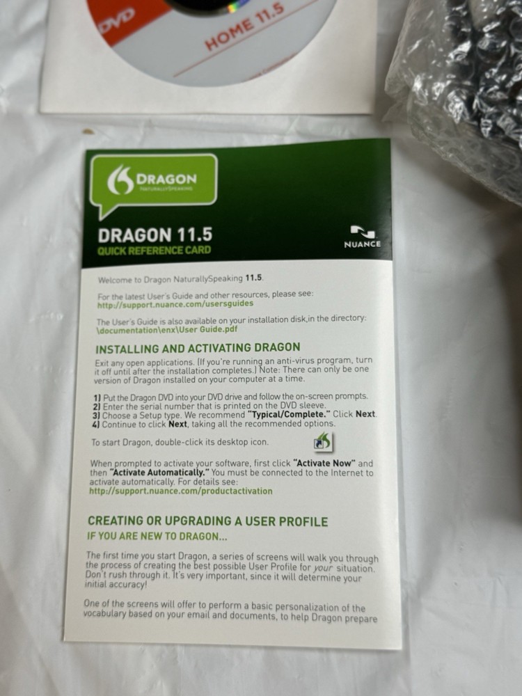 Dragon NaturallySpeaking Home 11 Software Sealed Disc w Headset Complete
