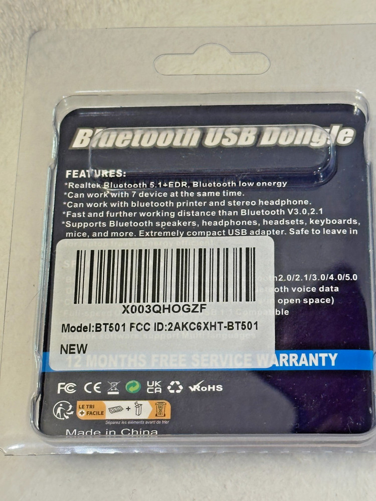 Mini Size USB Bluetooth 5.1+EDR Dongle for Windows 7/8/8.1/10/11 - Low Energy