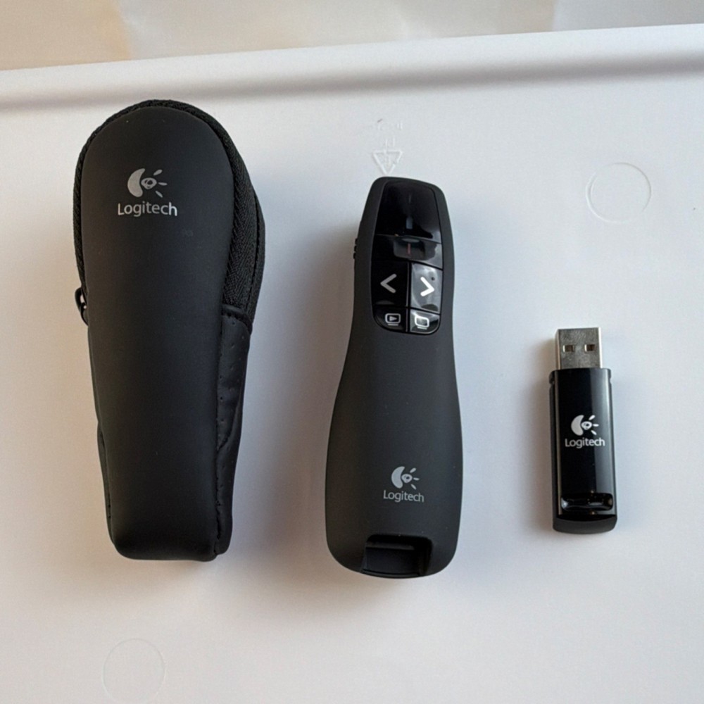 Logitech R400 Wireless Presentation Pen Red Laser Pointer USB Receiver Case